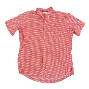 IZOD Button Down S/S Pink Flamingo‎ Casual Shirt Golf Mens Size 2XL